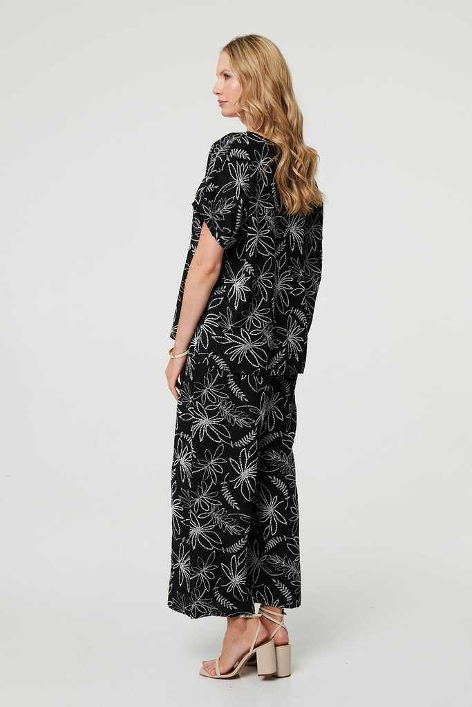 Floral High Waist Wide Leg Trousers