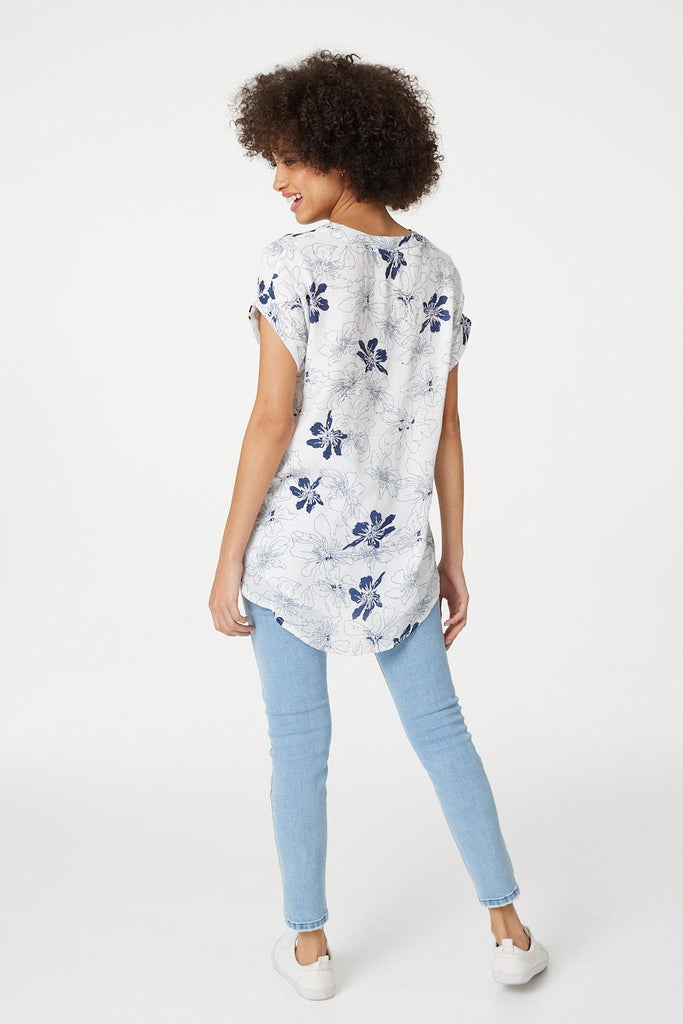Floral Button Front Detail Blouse