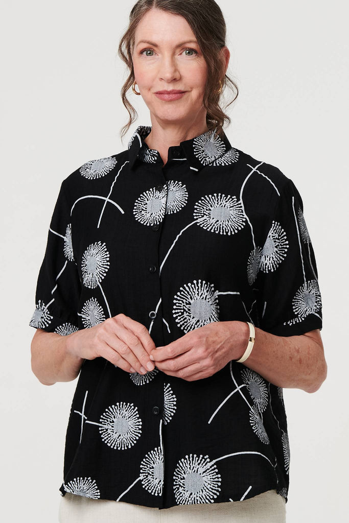 Printed 1/2 Sleeve Button-Up Shirt