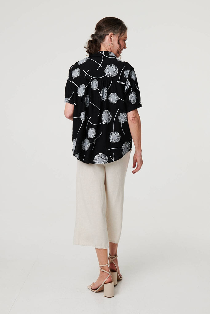 Printed 1/2 Sleeve Button-Up Shirt