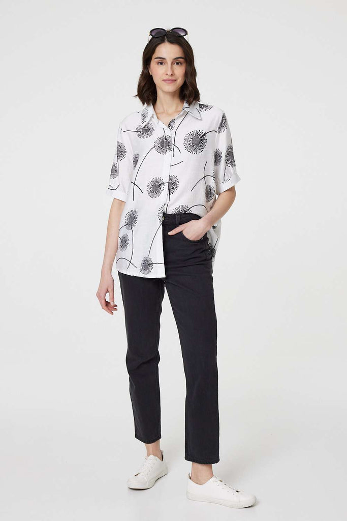 Printed 1/2 Sleeve Button-Up Shirt