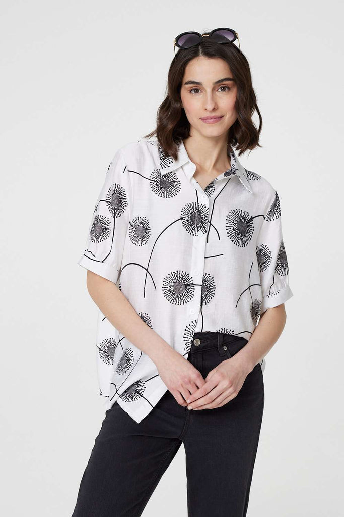 Printed 1/2 Sleeve Button-Up Shirt