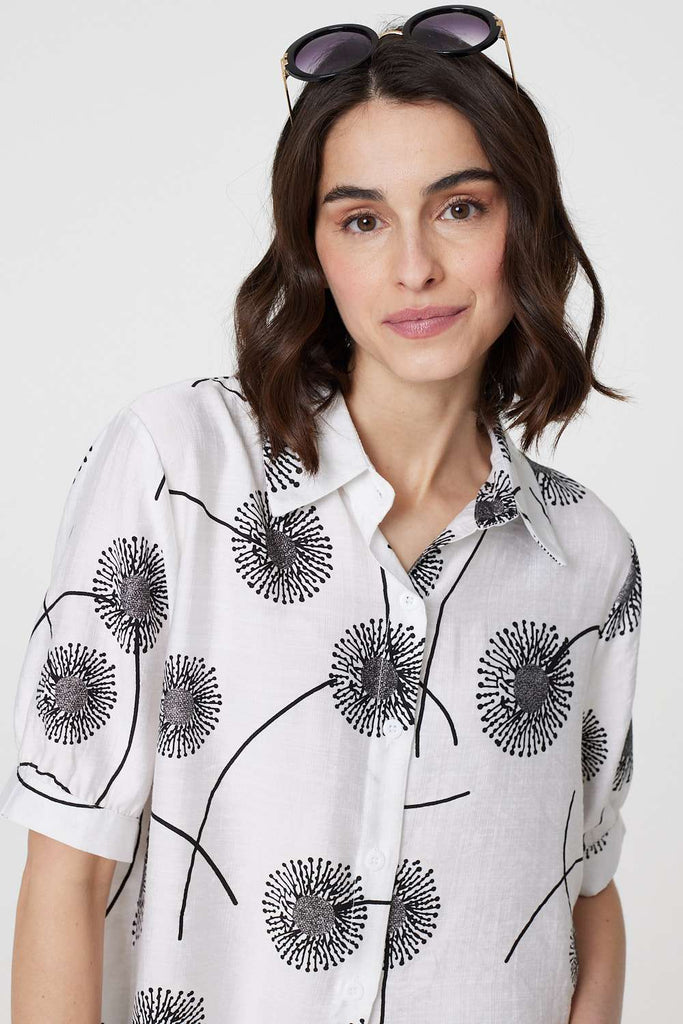 Printed 1/2 Sleeve Button-Up Shirt