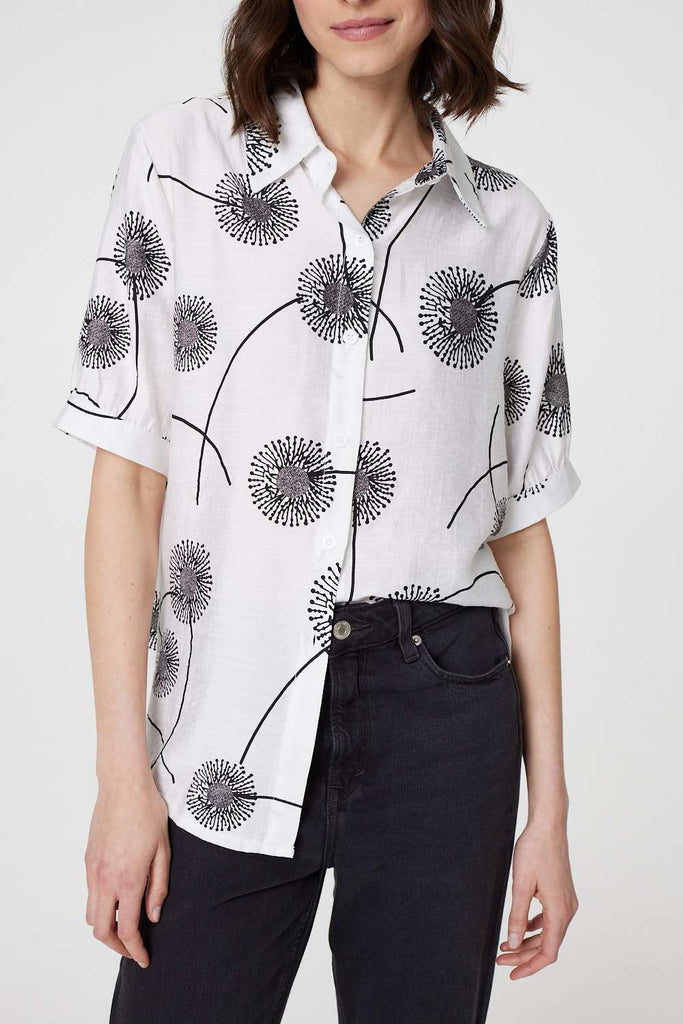 Printed 1/2 Sleeve Button-Up Shirt