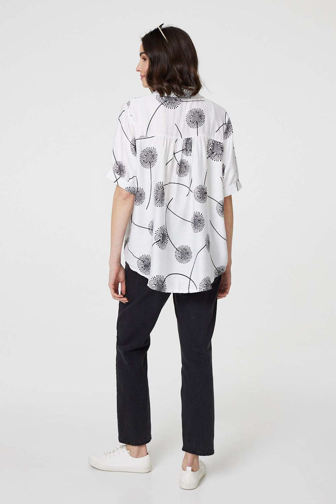 Printed 1/2 Sleeve Button-Up Shirt
