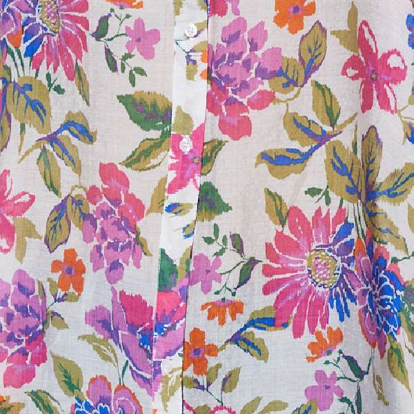 Floral Long Sleeve Longline Blouse