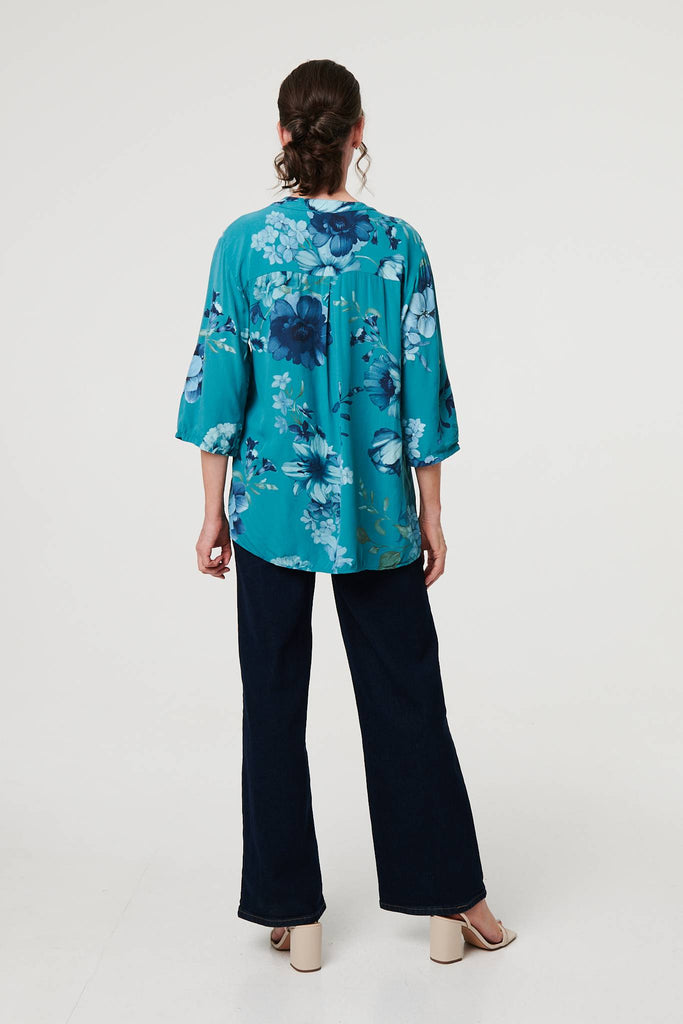 Floral Sequin Detail 3/4 Sleeve Blouse