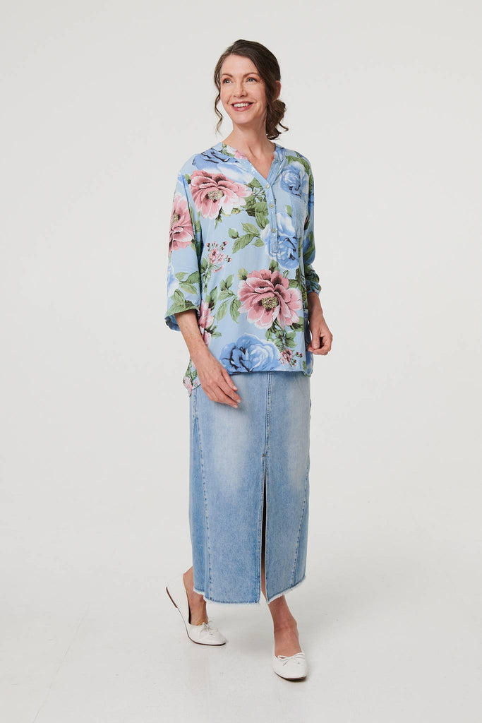 Floral Sequin Embellished Relaxed Blouse