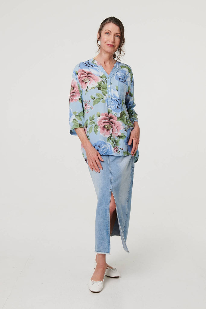 Floral Sequin Embellished Relaxed Blouse