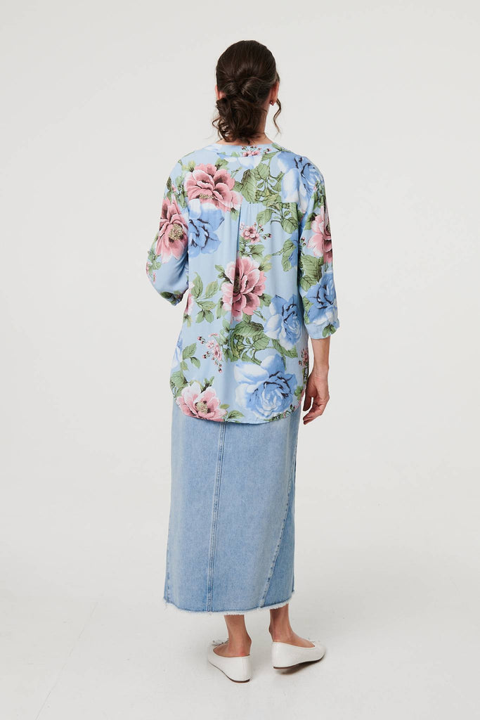 Floral Sequin Embellished Relaxed Blouse