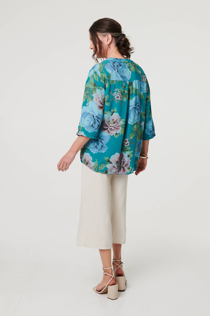 Floral Sequin Embellished Relaxed Blouse