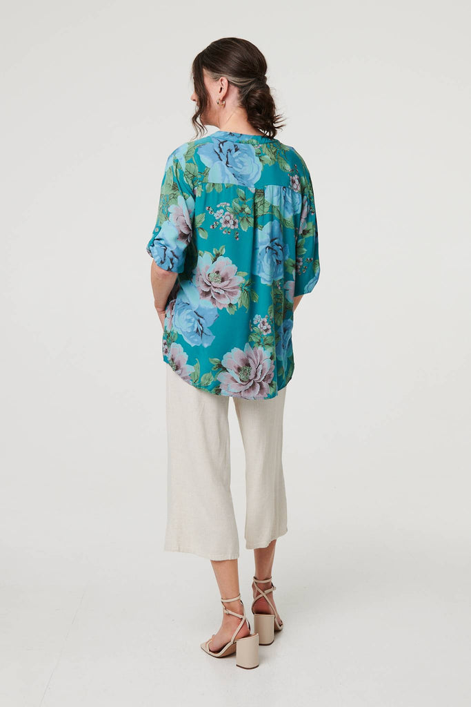 Floral Sequin Embellished Relaxed Blouse