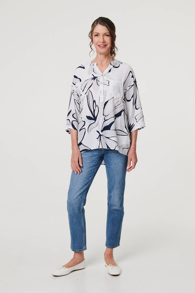 Floral Sequin Detail Relaxed Blouse