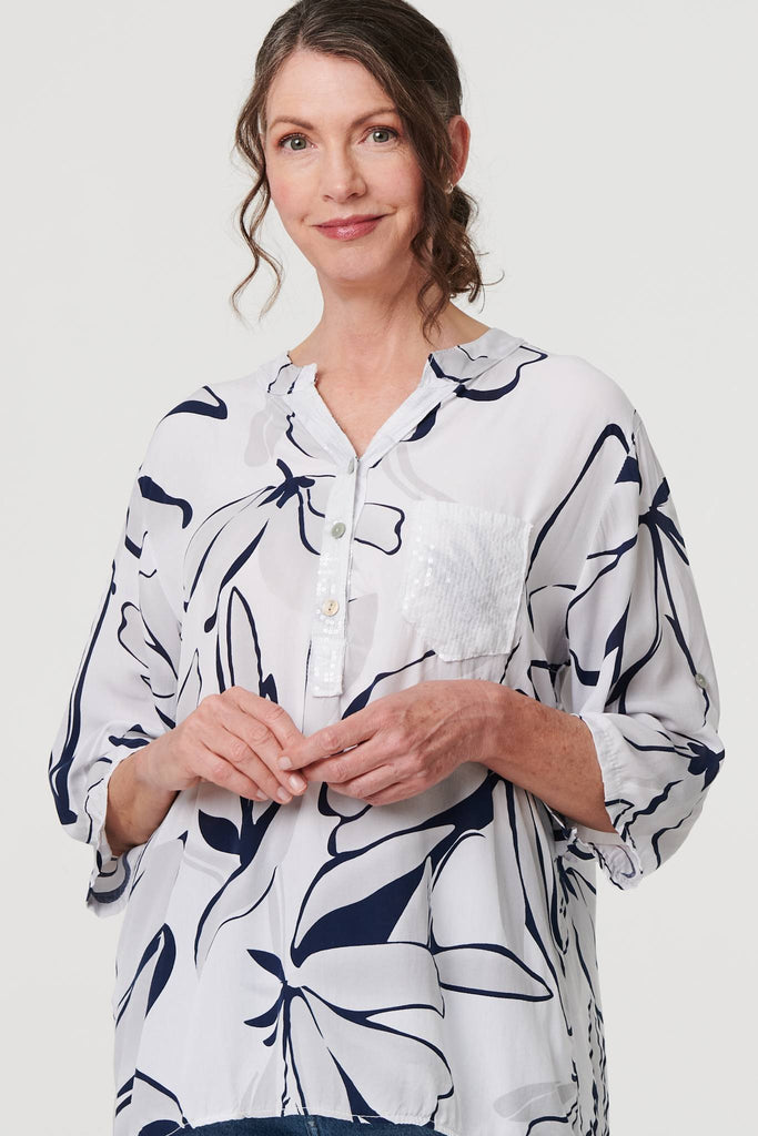 Floral Sequin Detail Relaxed Blouse