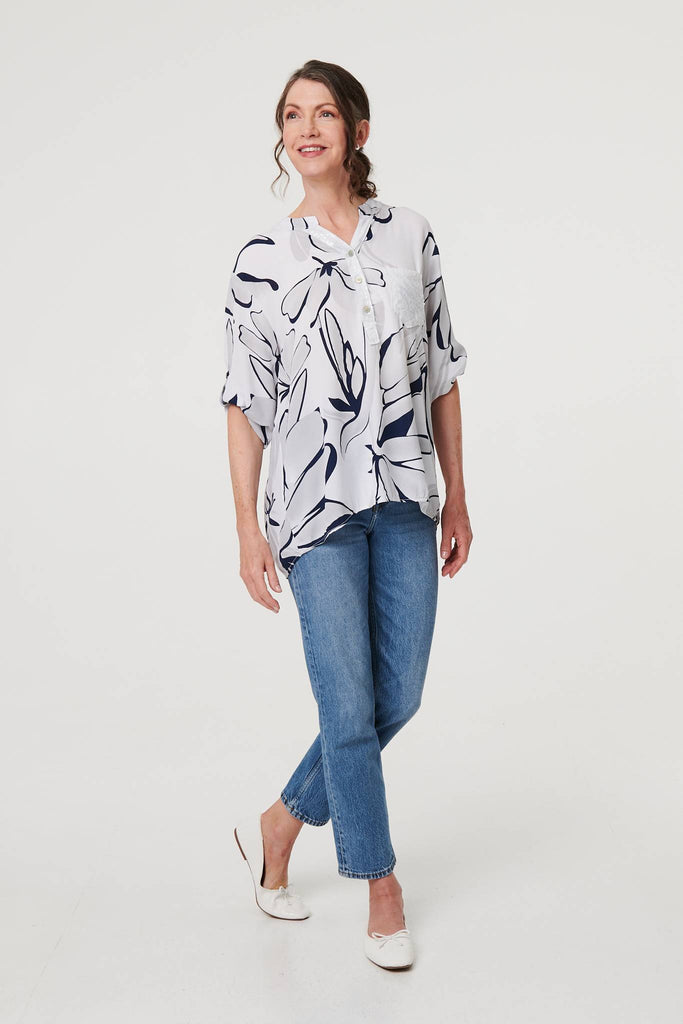 Floral Sequin Detail Relaxed Blouse