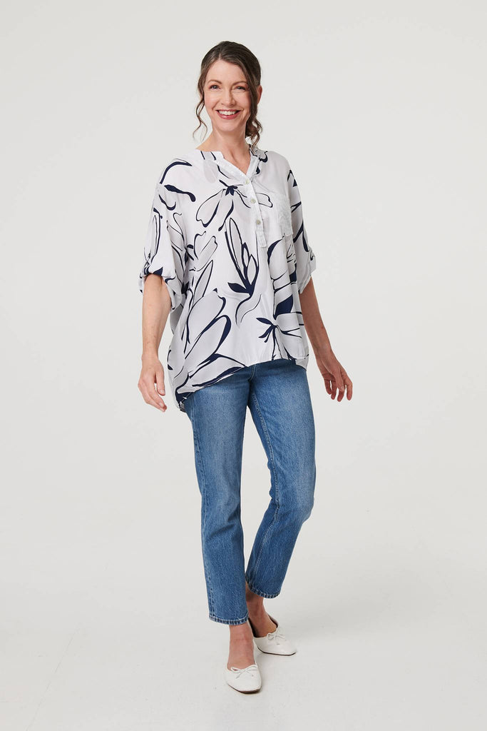 Floral Sequin Detail Relaxed Blouse