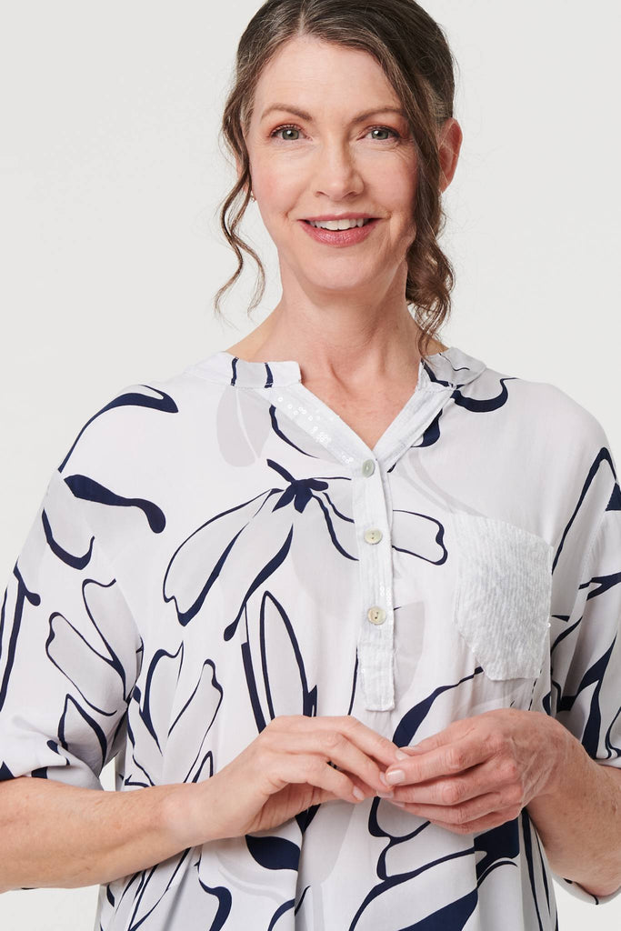 Floral Sequin Detail Relaxed Blouse