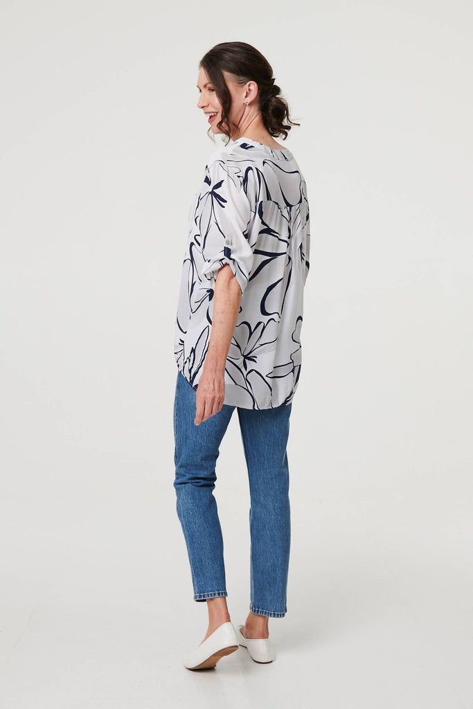 Floral Sequin Detail Relaxed Blouse