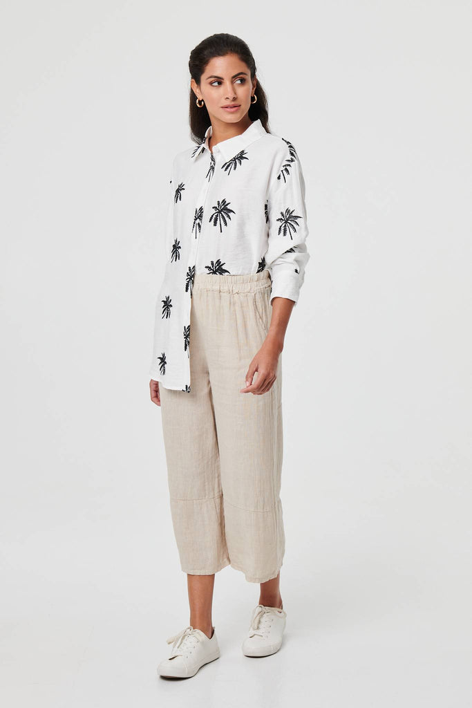 Tropical Print Relaxed Long Sleeve Shirt