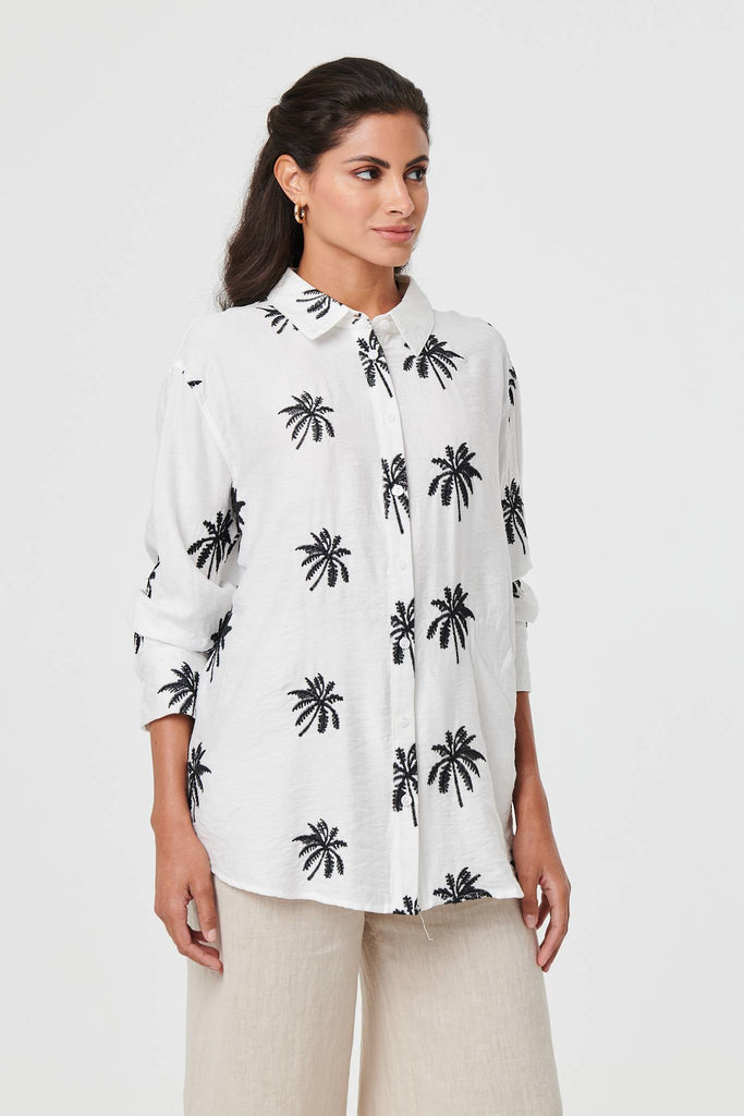 Tropical Print Relaxed Long Sleeve Shirt