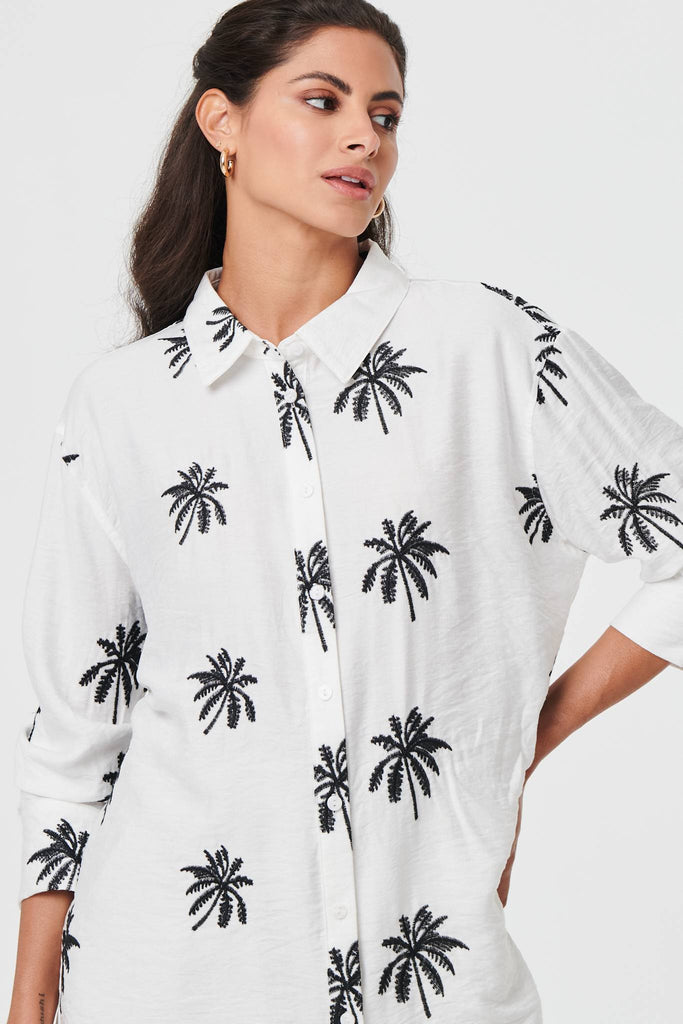 Tropical Print Relaxed Long Sleeve Shirt