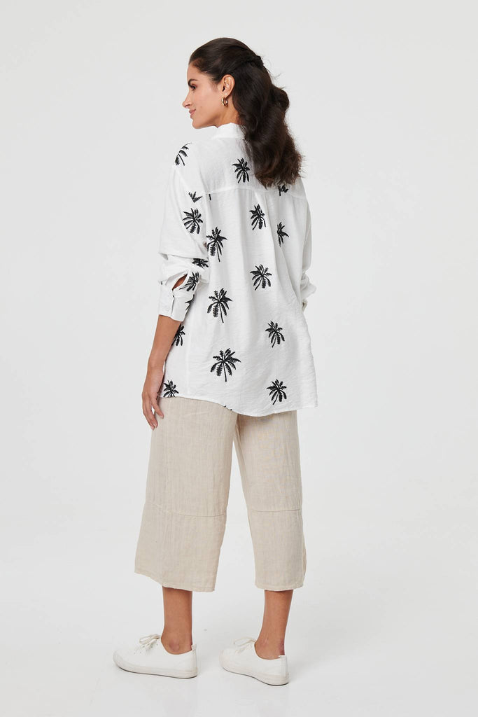 Tropical Print Relaxed Long Sleeve Shirt