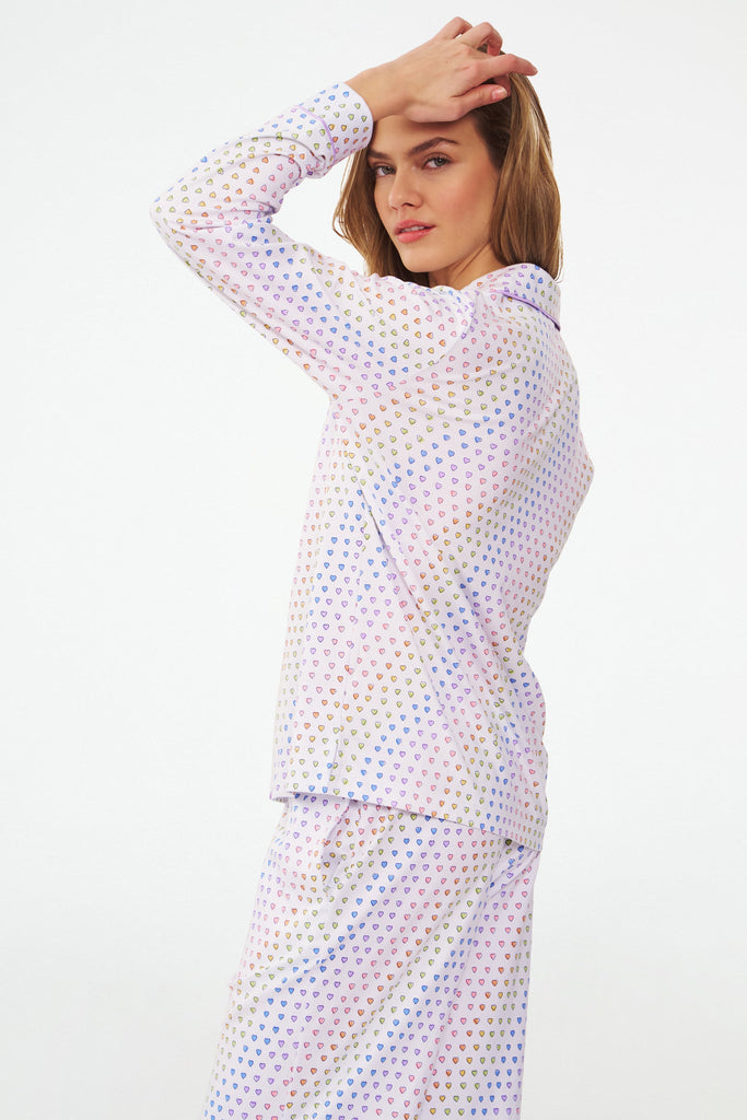 Disco Hearts Long Sleeve Polo Pajamas