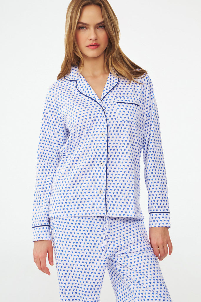 Hearts Long Sleeve Polo Pajamas