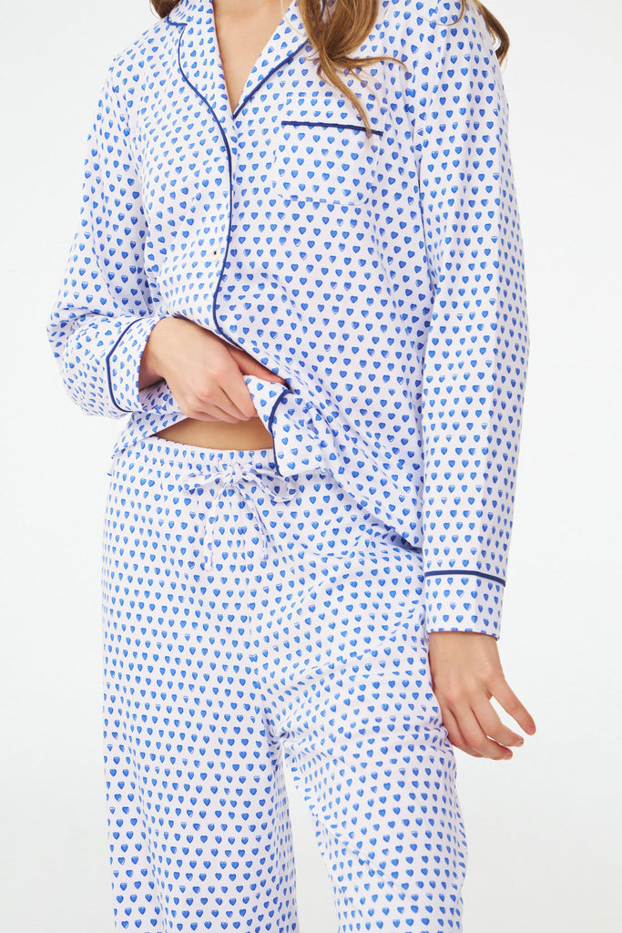 Hearts Long Sleeve Polo Pajamas