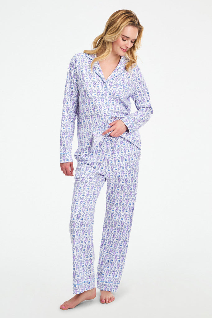 Monkey Long Sleeve Polo Pajamas