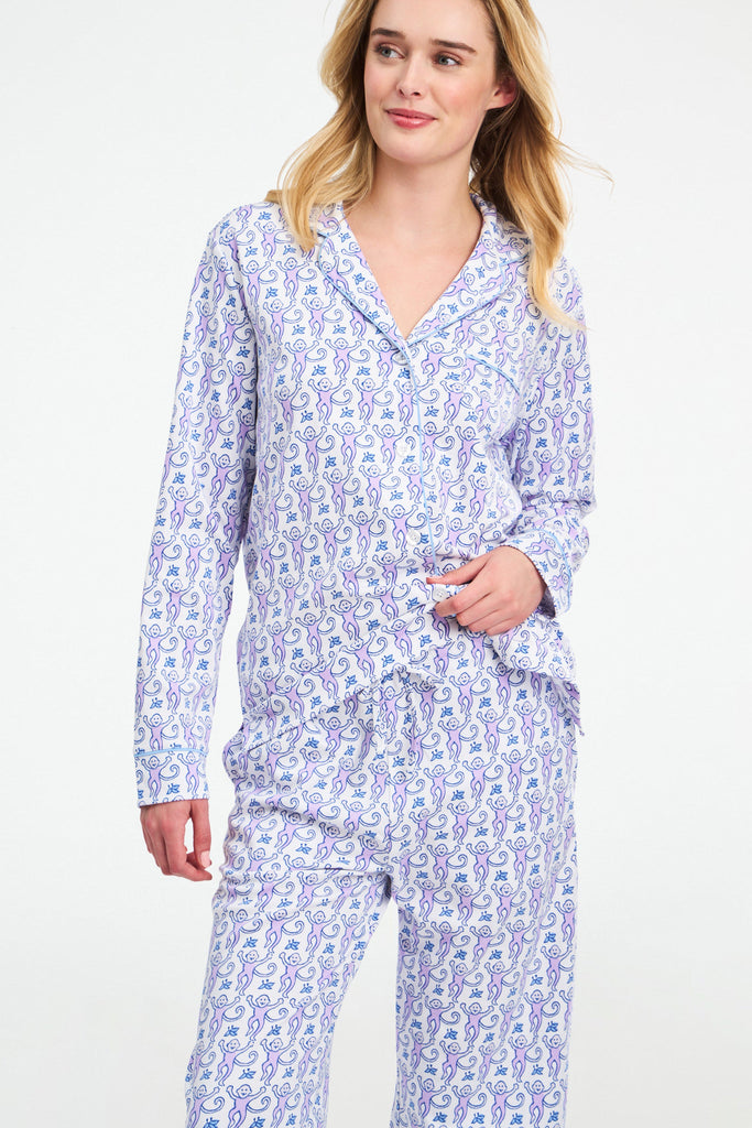 Monkey Long Sleeve Polo Pajamas