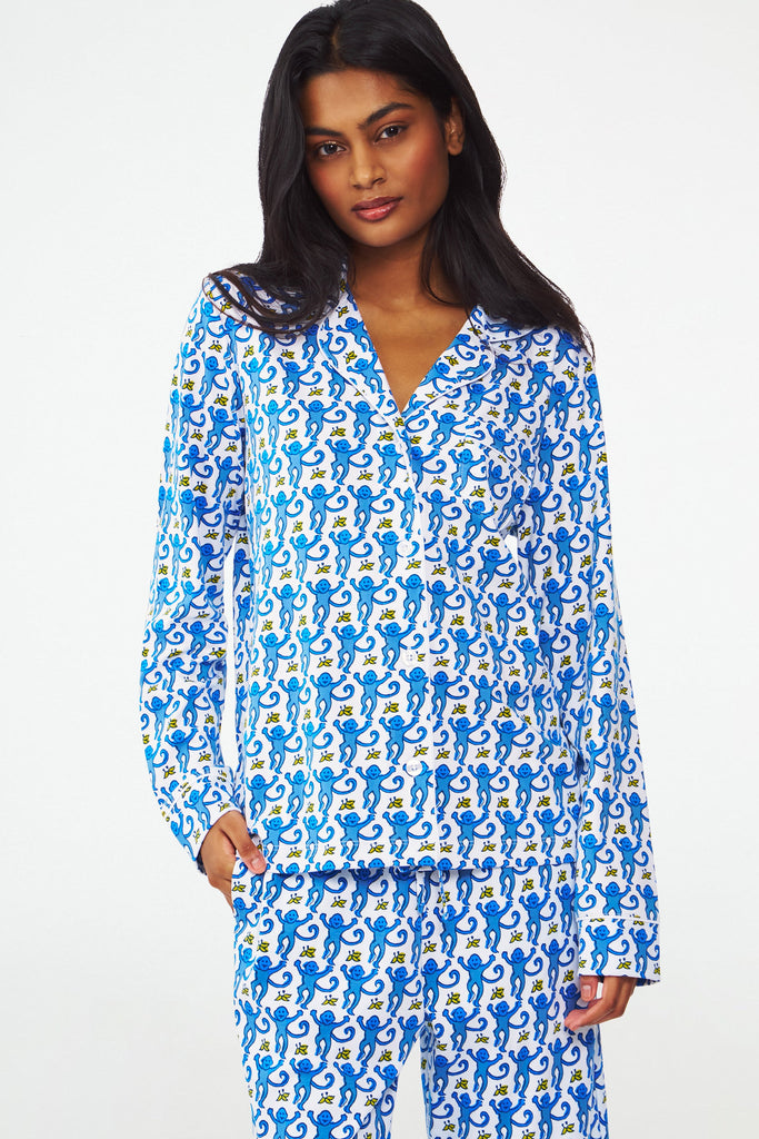 Monkey Long Sleeve Polo Pajamas