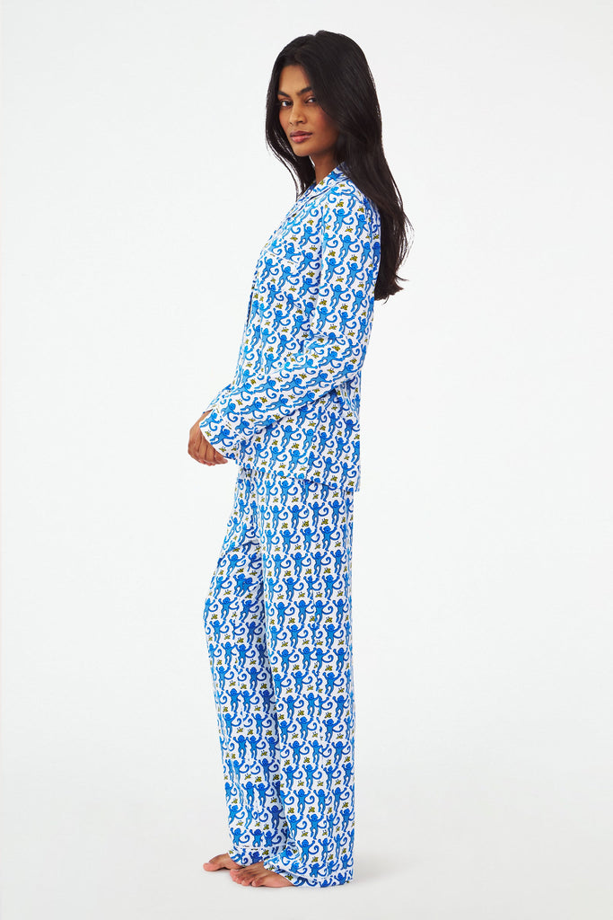 Monkey Long Sleeve Polo Pajamas