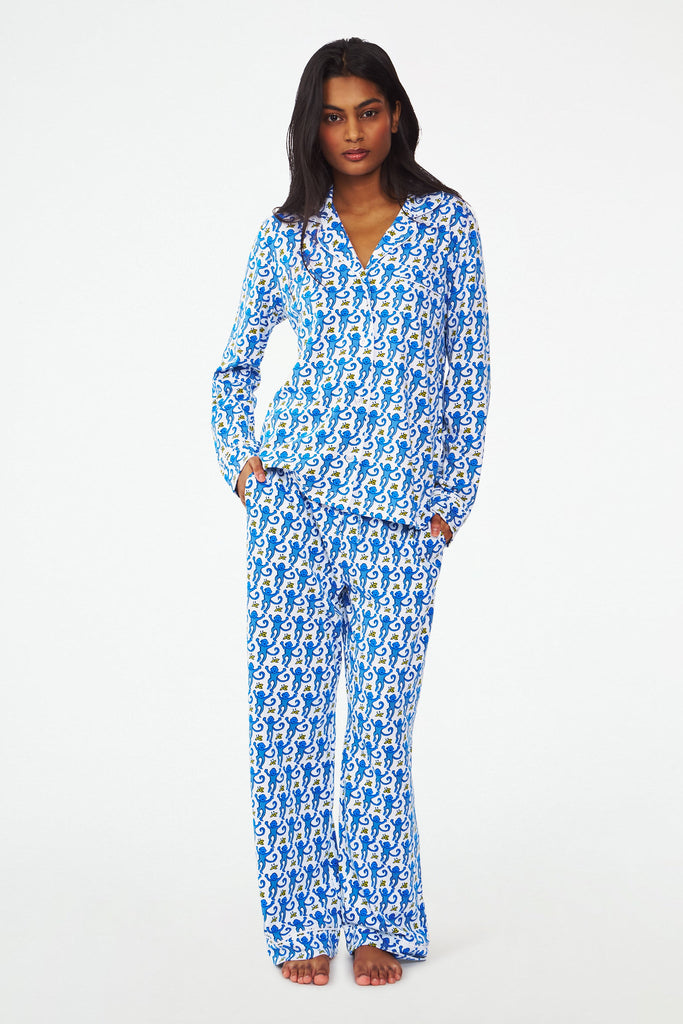 Monkey Long Sleeve Polo Pajamas
