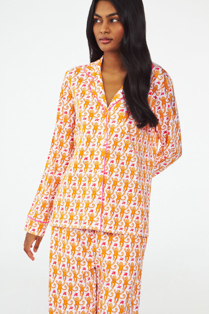Monkey Long Sleeve Polo Pajamas