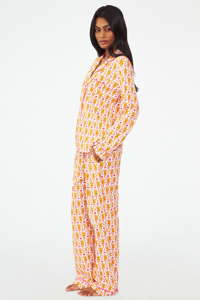 Monkey Long Sleeve Polo Pajamas
