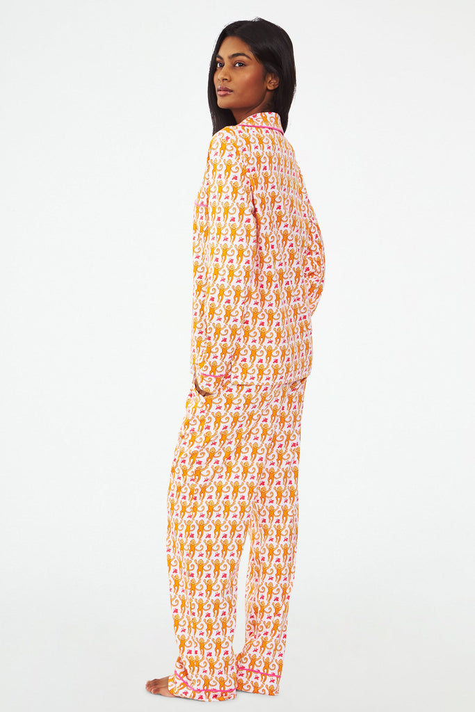 Monkey Long Sleeve Polo Pajamas