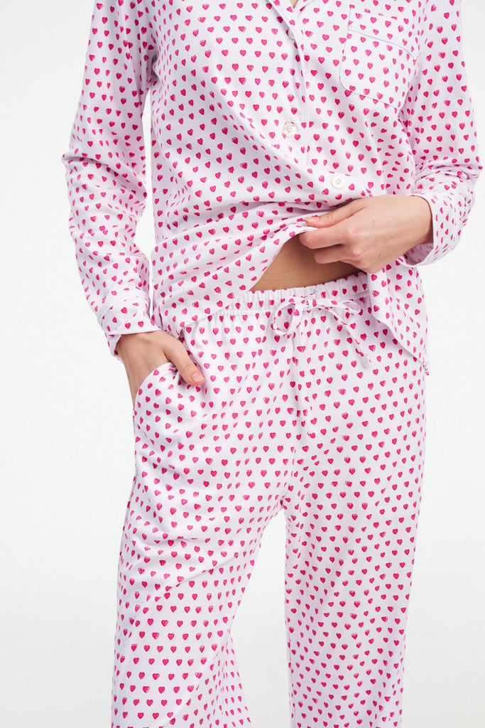 Hearts Long Sleeve Polo Pajamas