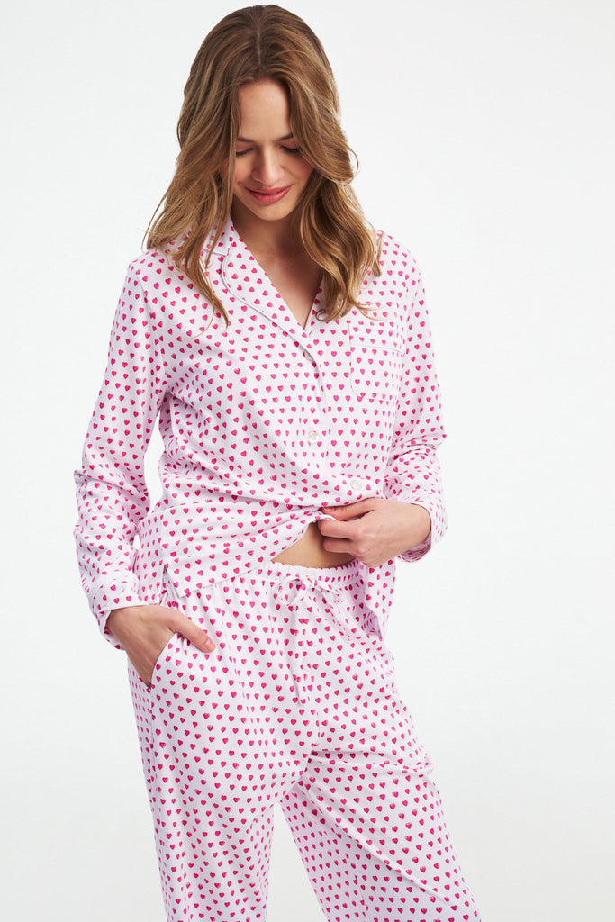Hearts Long Sleeve Polo Pajamas