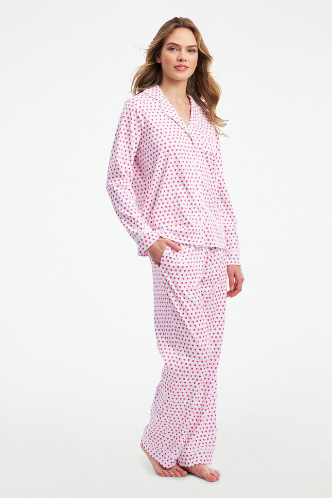 Hearts Long Sleeve Polo Pajamas