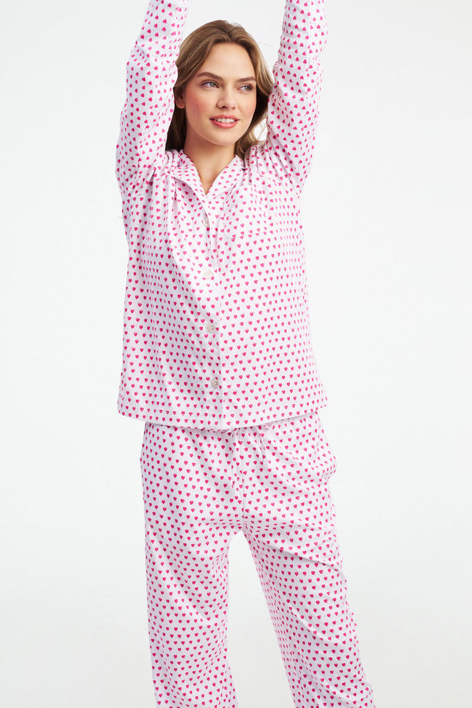 Hearts Long Sleeve Polo Pajamas