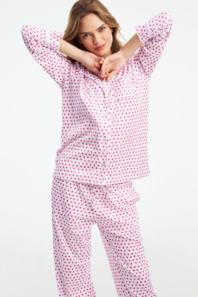 Hearts Long Sleeve Polo Pajamas