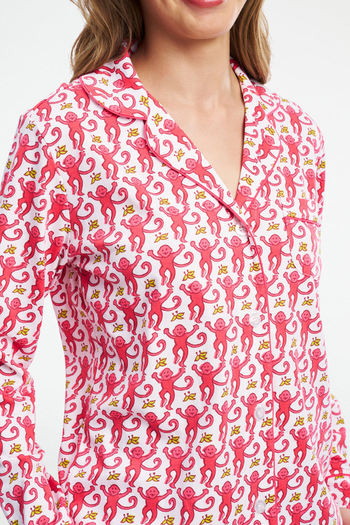 Monkey Long Sleeve Polo Pajamas