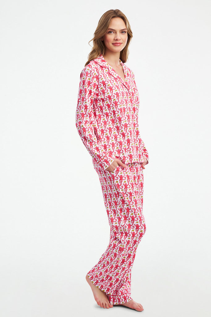 Monkey Long Sleeve Polo Pajamas