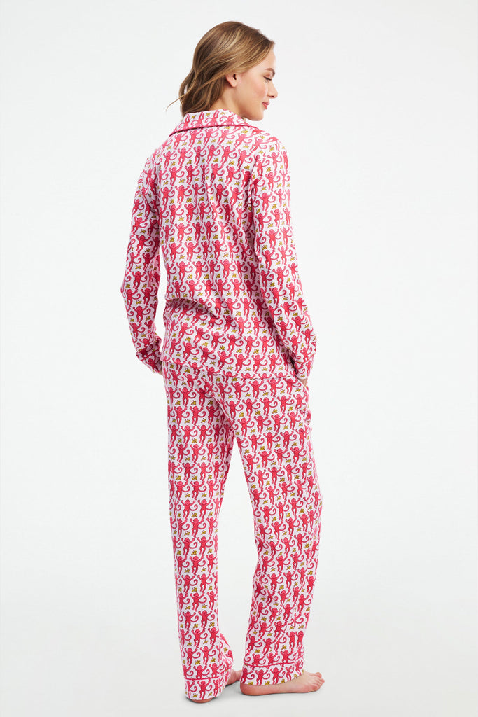Monkey Long Sleeve Polo Pajamas