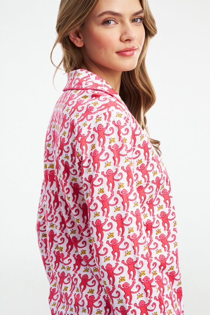 Monkey Long Sleeve Polo Pajamas