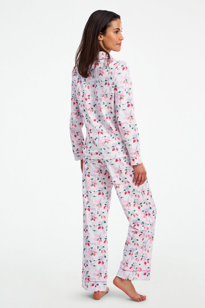 Strawberry Bows Long Sleeve Polo Pajamas