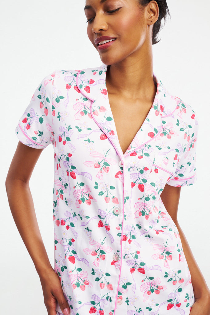 Strawberry Bows Polo Pajamas
