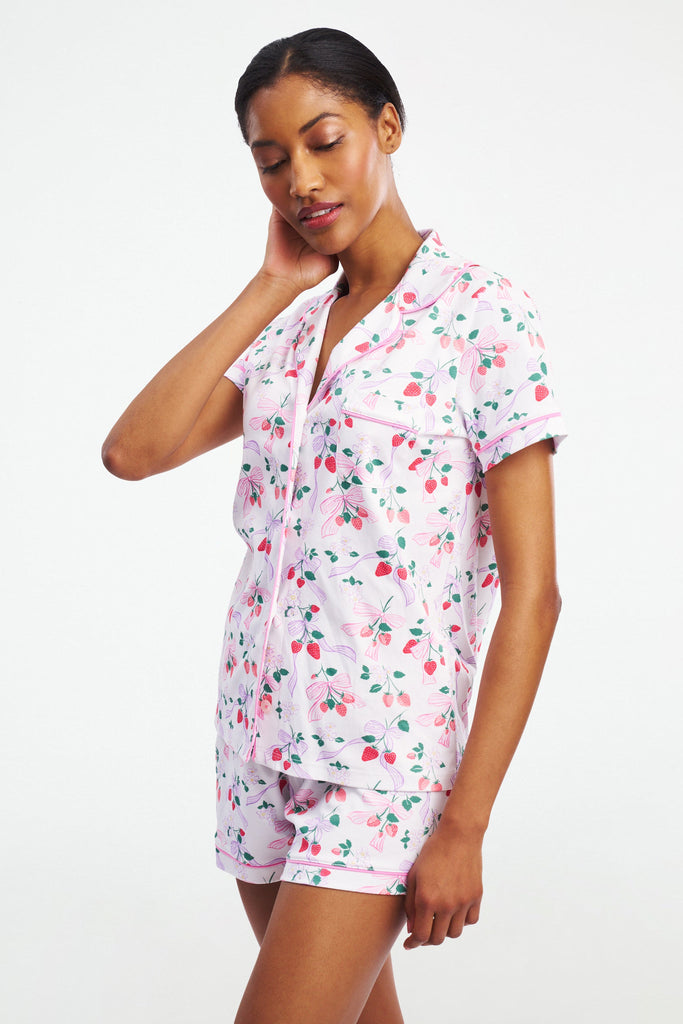 Strawberry Bows Polo Pajamas